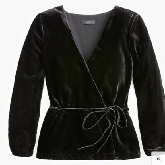 J. Crew Faux Wrap Top Drapey Velvet Black NWT 0 - Picture 1 of 8